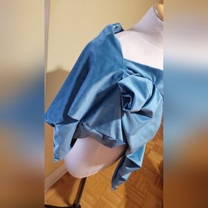 (Turchina) Turquoise poncho with flower design